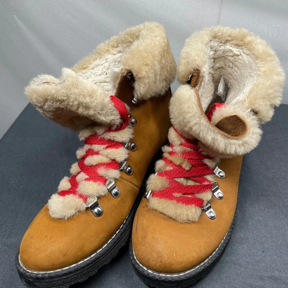 J.Crew Women Nordic Hiking Boots Nubuck Leather 8 Tan F8444 Mountain Gorpcore